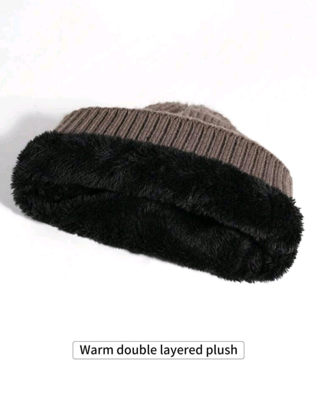 Men's Winter Knitted Beanie, Long Scarf, and Gloves Set - Brown