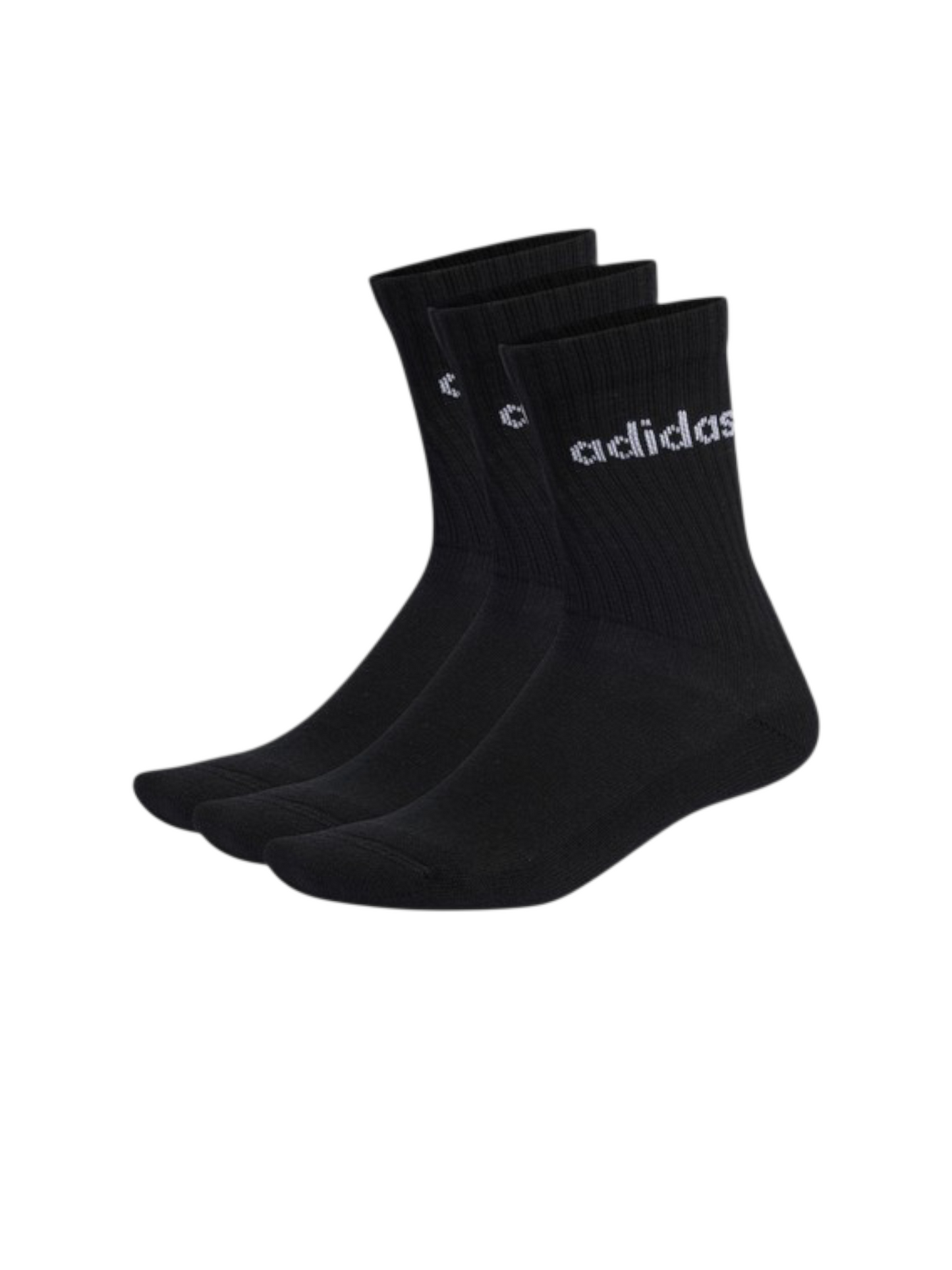 Original 3 pairs Unisex Adidas Linear Crew Cushioned Socks, Black, Size 42-45