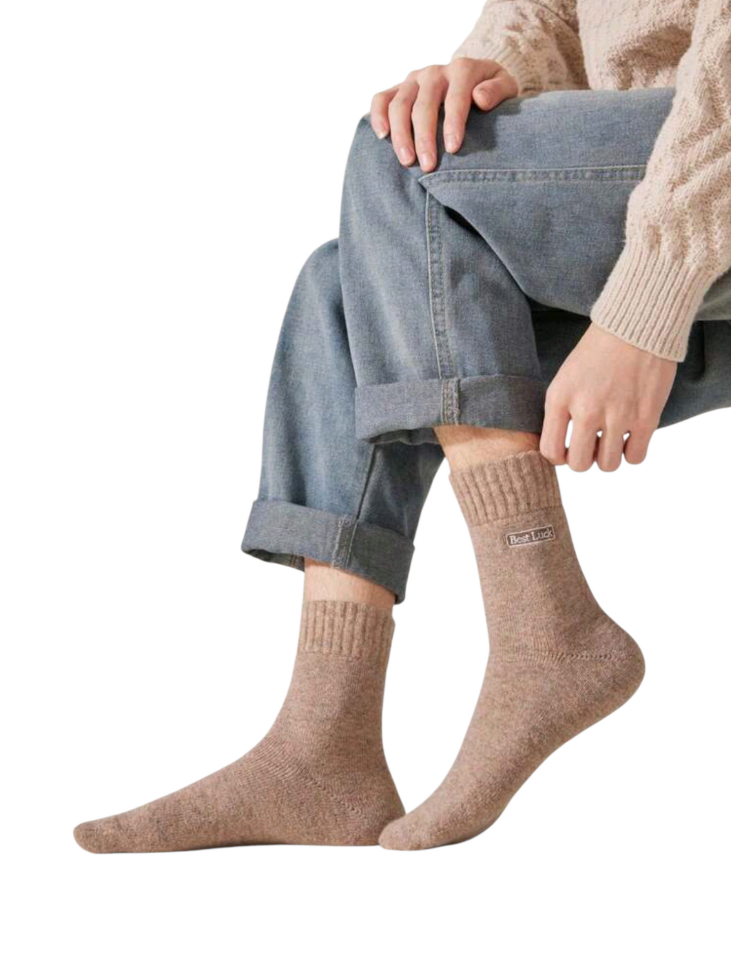 2 Pairs Unisex High-quality Wool Socks For Winter - Black - Size 43-45