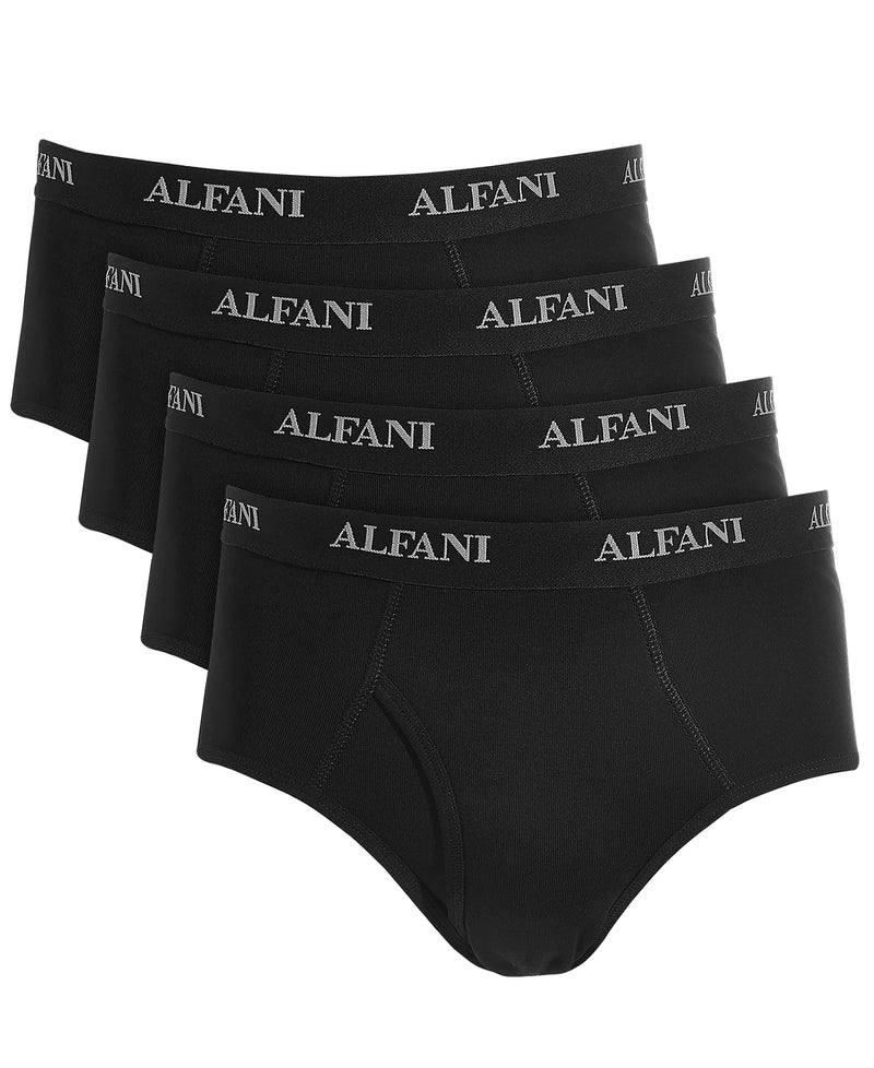 (Pack of 4) Original Alfani Men's Brief - 100% Cotton - Moisture Wicking Brief - Black - X-Large