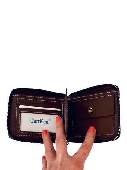 Men's Leather Wallet - Purse - CarrKen - Dark Gray