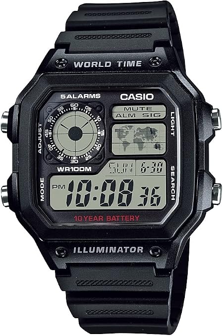 Casio AE-1200WH-1BVDF, Digital Dial Stainless Steel Band, for Men
