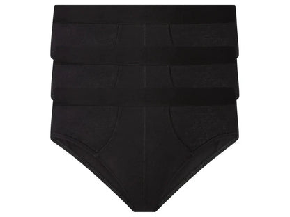 Stack of black high-waisted underwear.