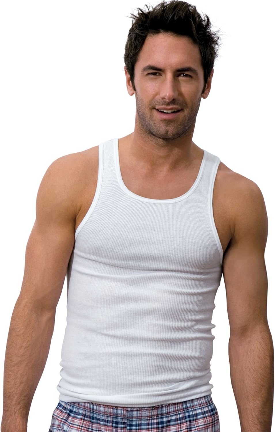 (Pack of 3) Hanes Men’s 100% Cotton White Tank Top Undershirts - Large