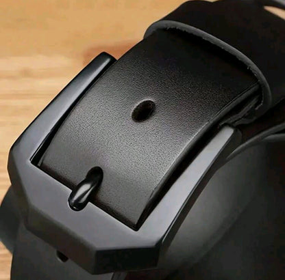 Men's Belt -Full-grain Leather - 120 cm - Black