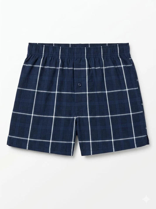 (Pack of 2 ) LIVERGY Brand - 100% Cotton Men’s Boxers Shorts - blue & navy, Size: Medium
