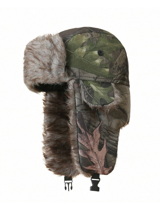 Windproof earflap hat - camouflage-green leaf
