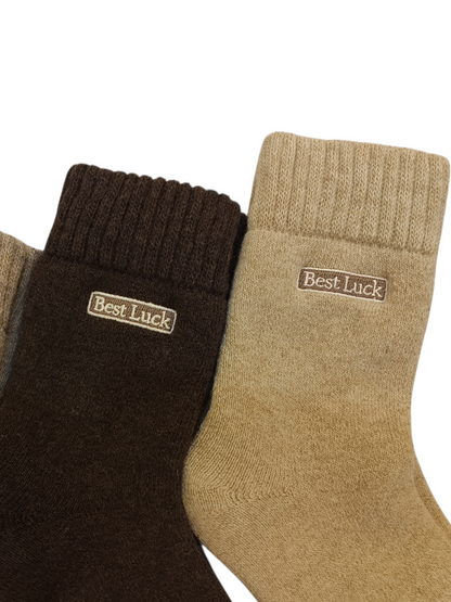 3 Pairs Unisex High-quality Wool Socks For Winter -  Multicolor (Dark brown, Light camel, Khaki) - Size 42-43
