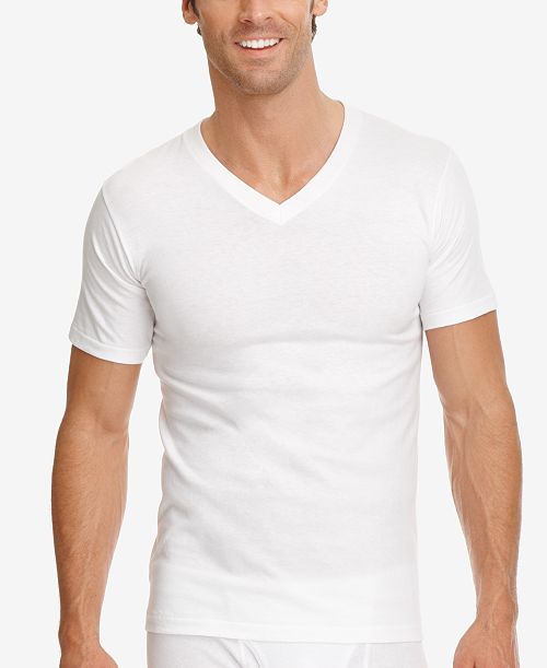 (Pack of 4) Alfani Men’s 100% Cotton White V-Neck Undershirts - Large