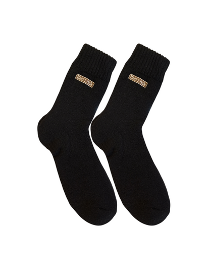 2 Pairs Unisex High-quality Wool Socks For Winter - Black - Size 43-45