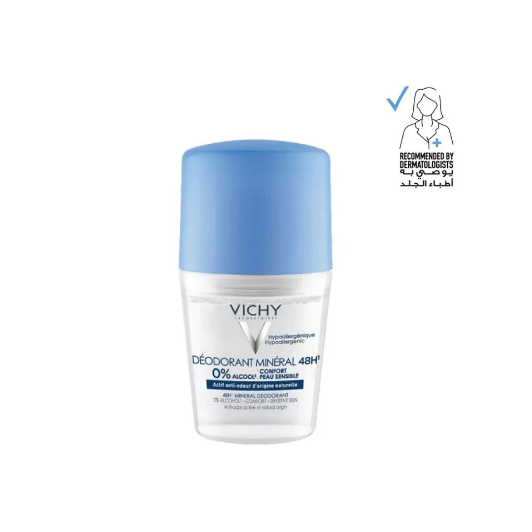 Aluminium-free, Alcohol-free, Paraben-free, Vichy 48 Hours Mineral Deodorant - Unisex - 50ml - Made in France