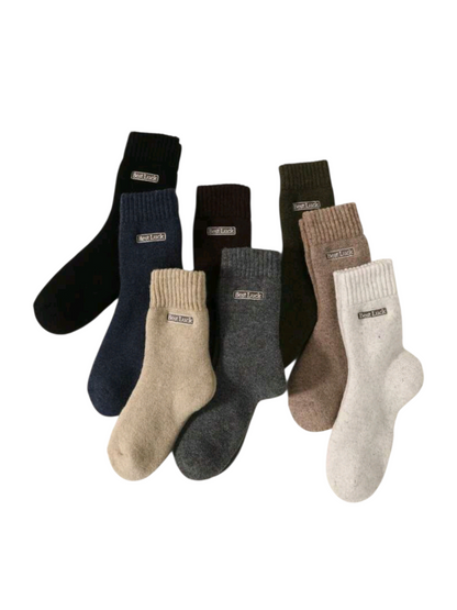 2 Pairs Unisex High-quality Wool Socks For Winter - Black - Size 43-45