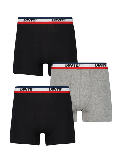 (Pack of 3) Authentic Levi's Men’s Boxers - Black & Gray - L