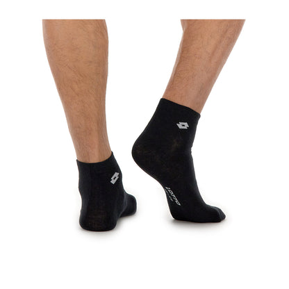 3 Pairs of Original Lotto Unisex Black Cotton Ankle Socks. Size: 43-46