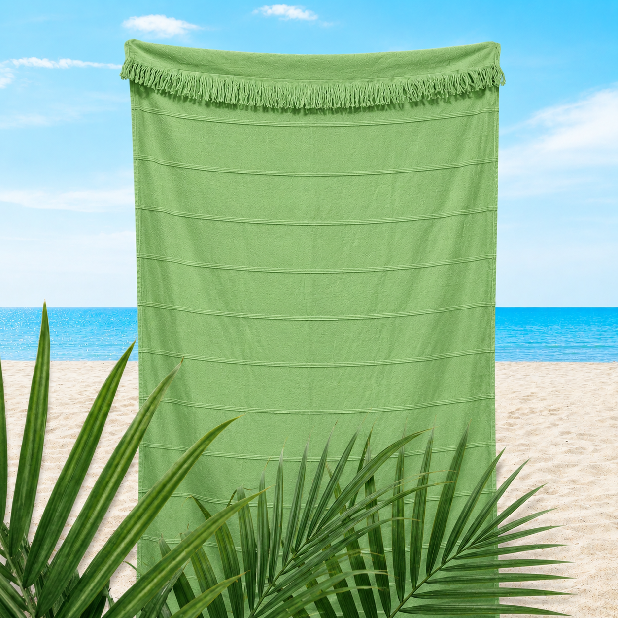 100% Cotton Unisex Beach Towel 90 x 180 cm - Lightweight - Quick-drying and Sand resistant -  Green