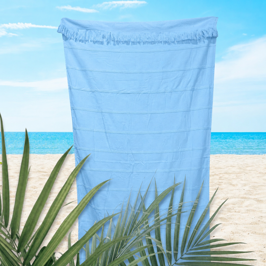 100% Cotton Unisex Beach Towel 90 x 180 cm - Lightweight - Quick-drying and Sand resistant -  Blue