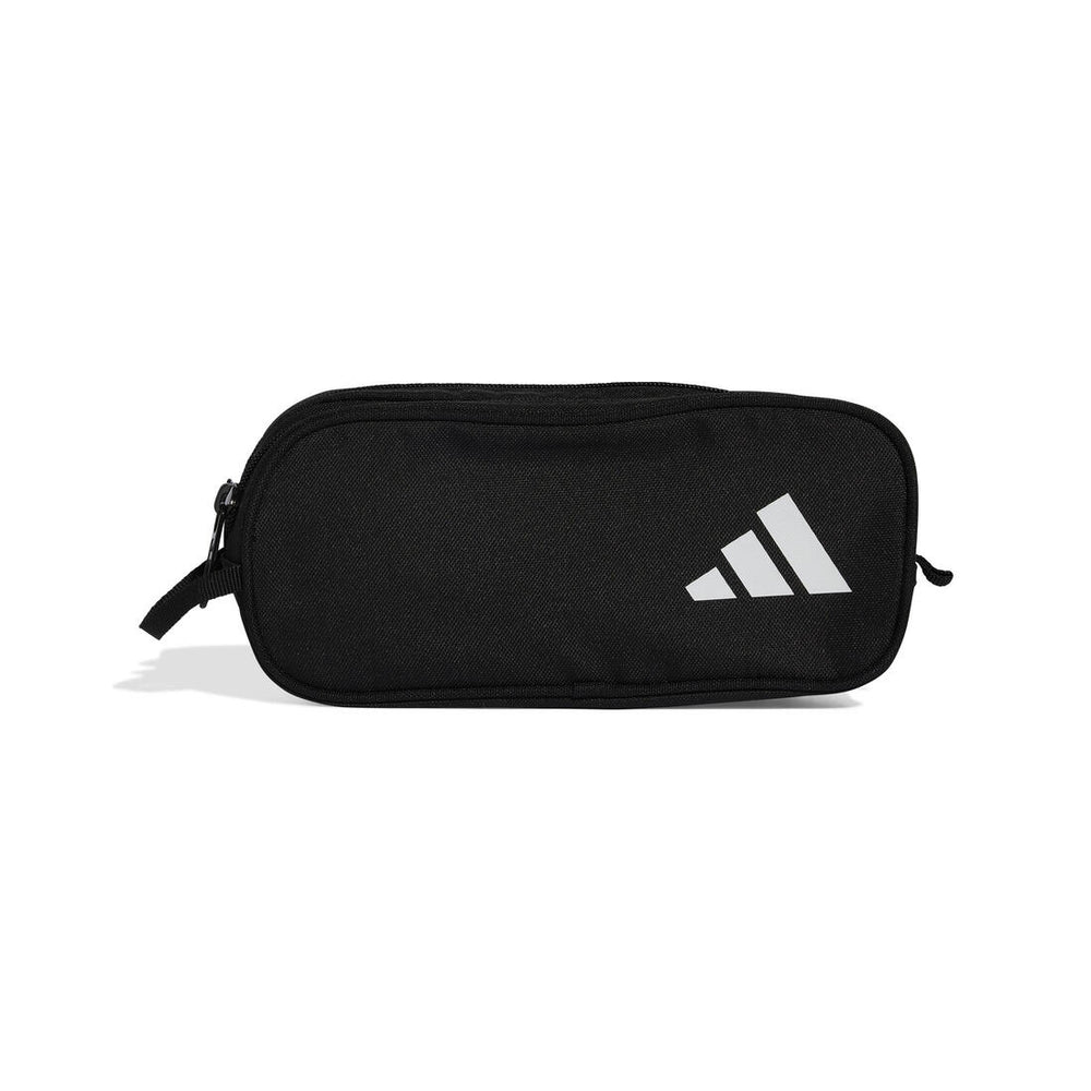 Black Adidas pouch with white Adidas logo 