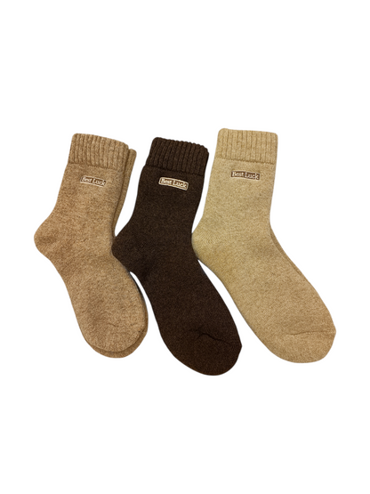 3 Pairs Unisex High-quality Wool Socks For Winter -  Multicolor (Dark brown, Light camel, Khaki) - Size 42-43