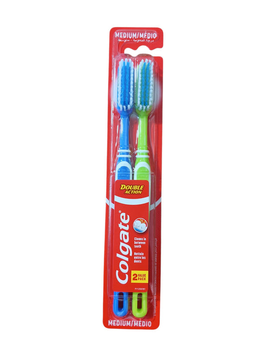 (Pack of 2) Colgate Toothbrush - Double Action - Color: Green & Blue