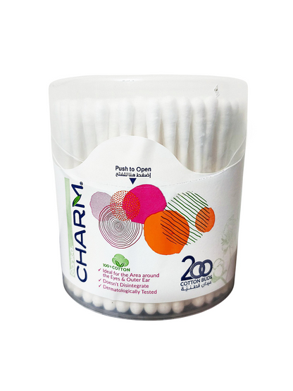 Sanita Charm Cotton Buds - 100% Cotton - 200 Buds - Dermatologically Tested